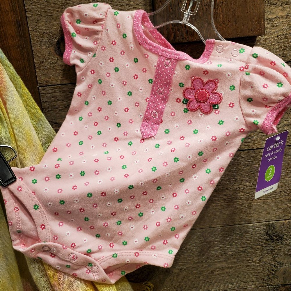 Carter’s Baby Girl Romper 3M Pink Floral One-Piece Outfit NEW Not a Set